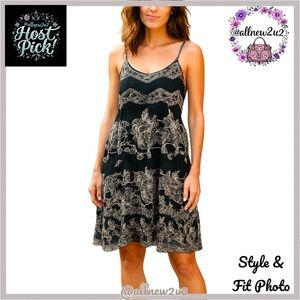 Anthropologie Raga Black & White Indian Print Dress Size S